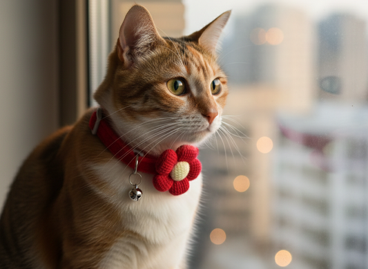 Collar para mascota con flor y campana